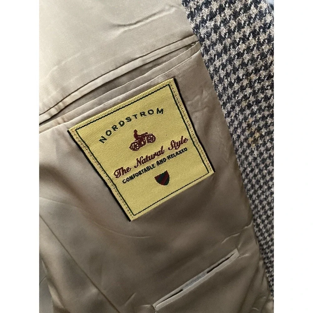 Vintage Nordstrom Blazer Mens 46R Sport Coat Houndstooth Multicolor Made in USA